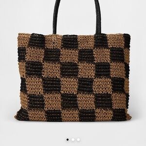 GAP Checkered Woven Tote Bag